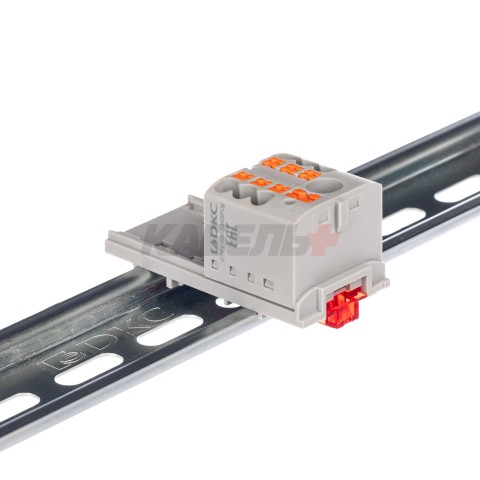 Блок распределительный, зажим push-in, 1 ввод 6 кв.мм, 6 точек подключения 2,5 кв.мм, серый DKC