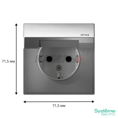 ARTGALLERY РОЗЕТКА с заземл. со шт. с крышк, 16А, IP44, механизм, АЛЮМИНИЙ