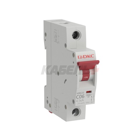 Модульный автоматический выключатель YON MB63, 1P, характеристика C, 6A, 4,5kA DKC