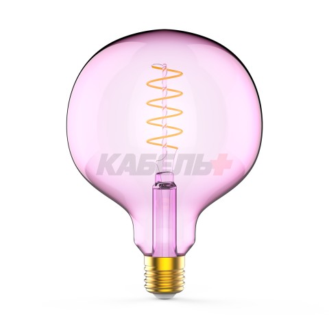 Лампа Gauss Filament G125 5W 190lm 1800К Е27 pink flexible LED 1/10