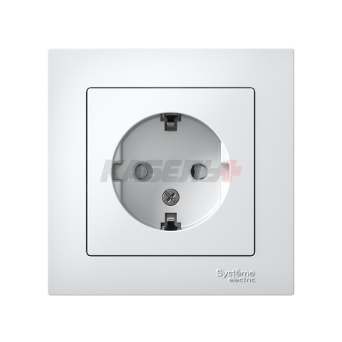 ATLASDESIGN РОЗЕТКА с заземлением со шторками, 16А, в сборе, БЕЛЫЙ