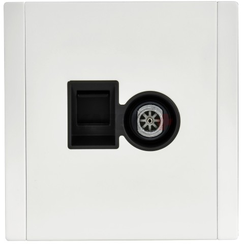 FORTE&PIANO Розетка двойная TV+RJ45 кат.6 FP237M металл белый IEK
