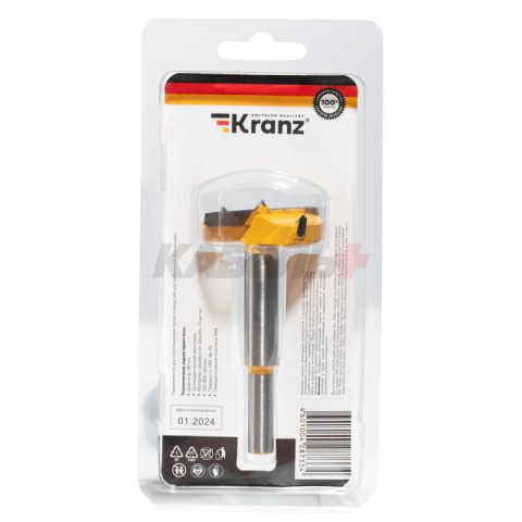 Сверло Форстнера по дереву, 40мм, цилиндрический хвостовик KRANZ