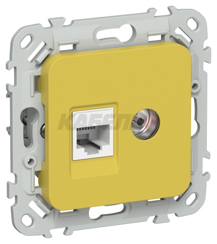 FLITE Розетка 2-местная RJ45/TV категория 5Е UTP РКТВ5е-2-0-ФлЖК желтый карри IEK