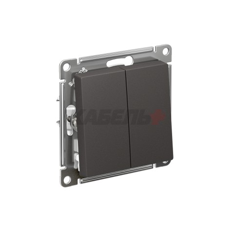 ATLASDESIGN 2-клавишный ВЫКЛЮЧАТЕЛЬ, сх.5, 10АХ, механизм, БАЗАЛЬТ