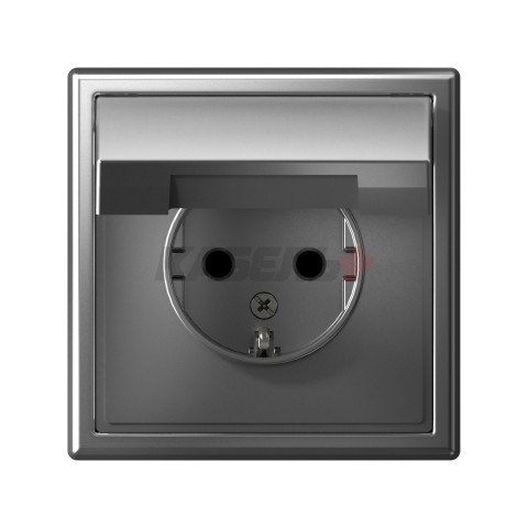 ARTGALLERY РОЗЕТКА с заземл. со шторк. с крышкой, 16А, IP20, механизм, СТАЛЬ