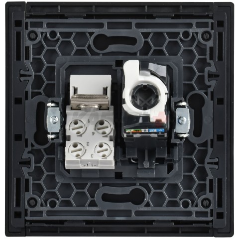 FORTE&PIANO Розетка двойная RJ11+RJ45 кат.5E FP235M металл белый IEK