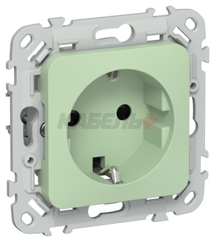 FLITE Розетка с заземлением с защитными шторками 16А РСш11-0-ФлФ фисташковый IEK