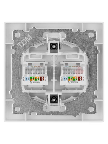 Розетка компьютерная двойная RJ45 белая "Сенеж" TDM