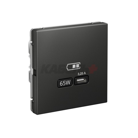 ARTGALLERY USB РОЗЕТКА тип-С 65Вт высокоскор.заряд. QC, PD, механизм, БАЗАЛЬТ