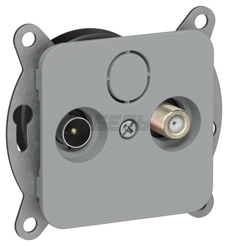 FLITE Розетка 2-местная TV+SAT экранированная проходная РТВс-2-1-2-ФлС серый IEK