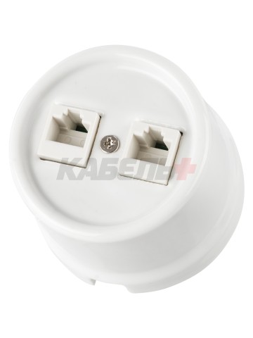 Розетка двойная компьютерная RJ45 белая «Болонь» TDM