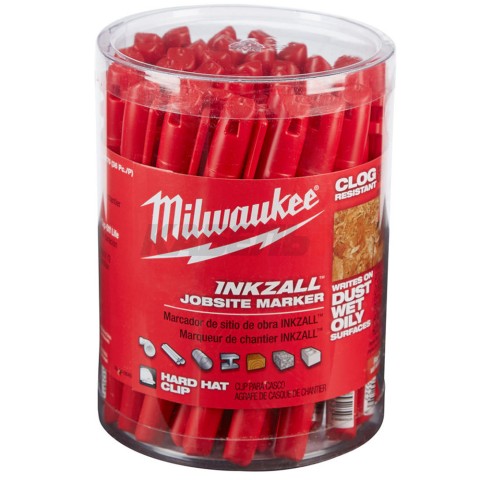 Маркер INKZALL (красный / тонкий) 1 шт, MILWAUKEE
