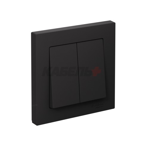 ATLASDESIGN 2-клавишный ВЫКЛЮЧАТЕЛЬ, сх.5, 10АХ, в сборе, быстрозажим. клем., КАРБОН