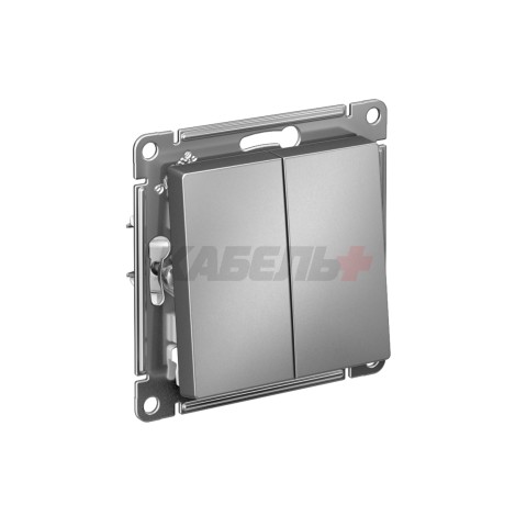 ATLASDESIGN 2-клавишный ВЫКЛЮЧАТЕЛЬ, сх.5, 10АХ, мех., быстрозажим. клем., СТАЛЬ