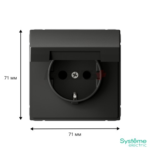 ARTGALLERY РОЗЕТКА с заземл. со шторк. с крышк., 16А, IP20, механизм, быстрозажим. клем., БАЗАЛЬТ