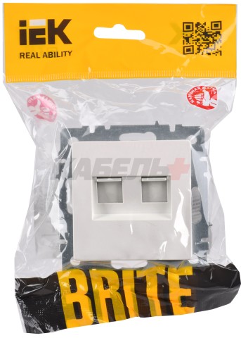 BRITE Розетка двойная RJ11+RJ45 кат.5E РК/Т12-БрЖ жемчуг IEK