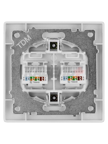 Розетка компьютерная двойная RJ45 серебр. металлик "Сенеж" TDM