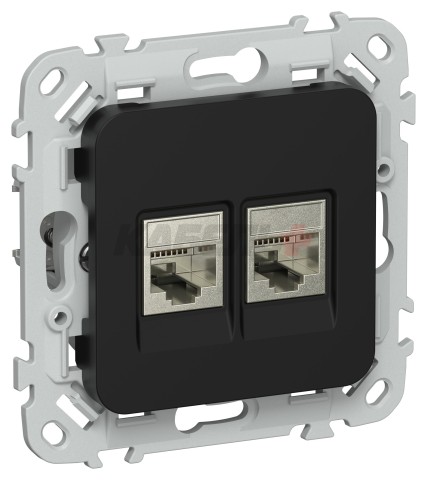 FLITE Розетка 2-местная компьютерная RJ45 категория 5Е STP РК5е-2-1-ФлЧ черный IEK