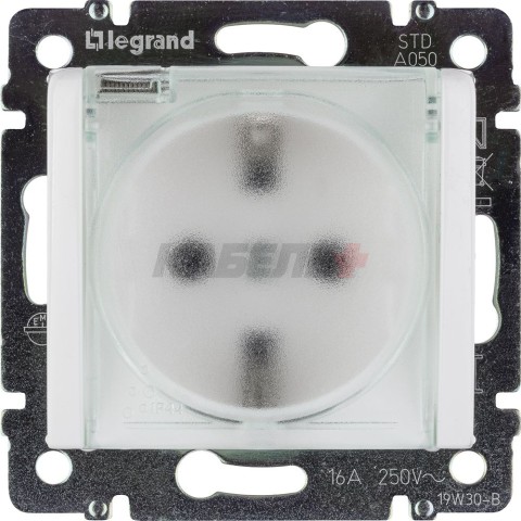 VALENA Розетка 1-местная с заземлением с защитными шторками и крышкой 16А IP44 белый