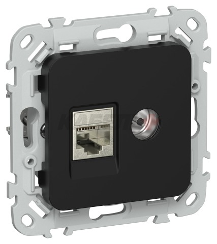 FLITE Розетка 2-местная RJ45/TV категория 6 STP РКТВ6-2-1-ФлЧ черный IEK