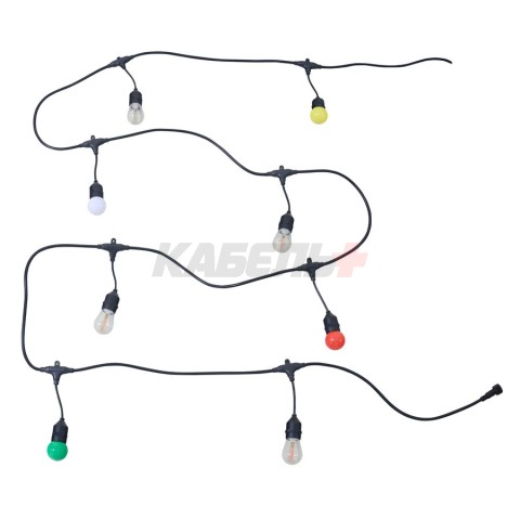 Гирлянда "Белт-лайт" Gen-Beltlight-W-10M-20E27-IP65 Black (Шаг 50см/8A/2*0,5mm2+3m шнур)