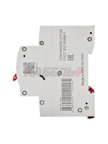 Автоматический выключатель YON max типа MD63S, 4,5кА, 2 полюса, хар-ка C, 25А DKC