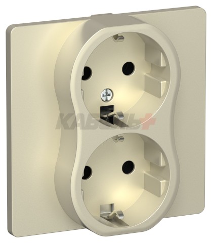 FLITE Розетка 2-местная с заземлением без защитных шторок безвинтовое крепление 16А РС12-1-К-ФлШ шампань IEK