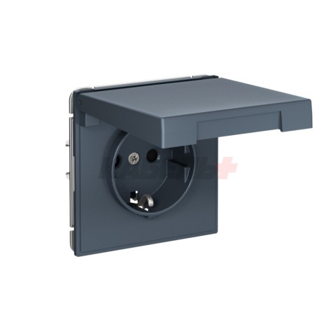 ARTGALLERY РОЗЕТКА с заземл. со шторк. с крышк., 16А, IP20, механизм, быстрозажим. клем., ГРИФЕЛЬ
