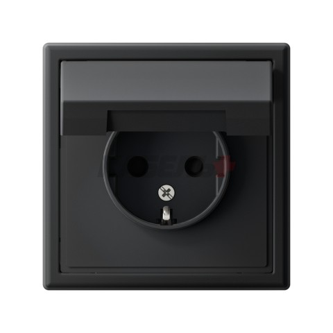 ARTGALLERY РОЗЕТКА с заземл. со шторк. с крышкой, 16А, IP20, механизм, КАРБОН