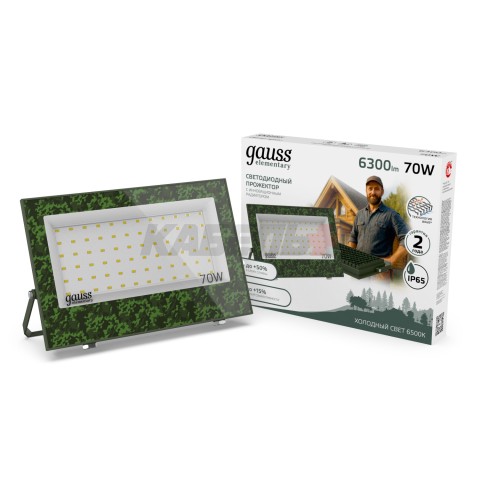 Прожектор светодиодный Gauss Elementary 70W 6300lm IP65 6500К ХАКИ 1/20