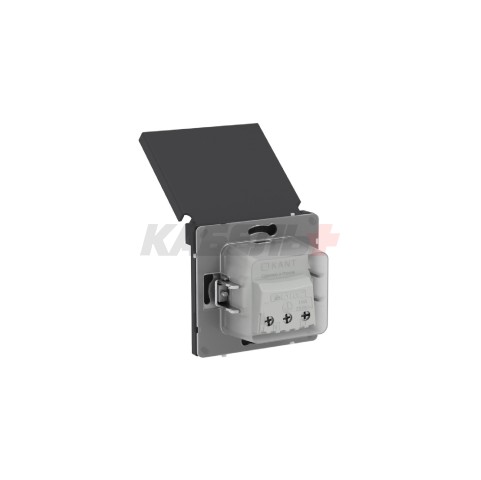 Розетка силовая, 2P+E, с з/ш, с крышкой, IP44, KANT, черный уголь DKC