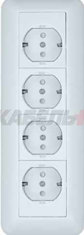 BLANCA О/У РОЗЕТКА 4-мест.с заземлением со шторками, МОНТ.ПЛ., 16А, 250В, БЕЛЫЙ, розн.уп.