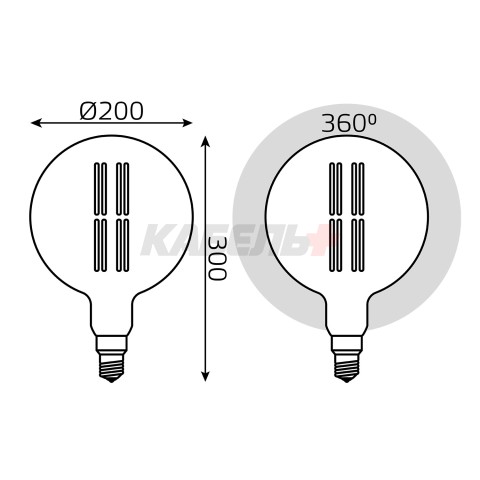 Лампа Gauss Filament G200 8W 780lm 2400К Е27 golden LED 1/6