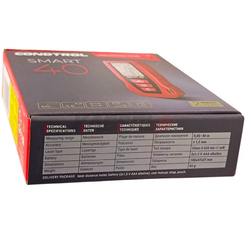 Дальномер лазерный SMART 40 (Красный / 40 м / +- 1,5 мм / 2хААА / Чехол), CONDTROL