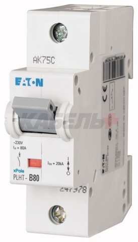 Авт. выключатель PLHT-C80/1, 1P, 80A, хар-ка C, 20kA, 1.5M