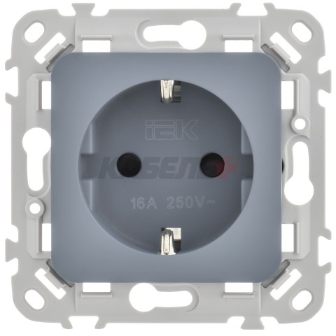 FLITE Розетка с заземлением с защитными шторками безвинтовое крепление 16А РСш11-1-ФлМ маренго IEK