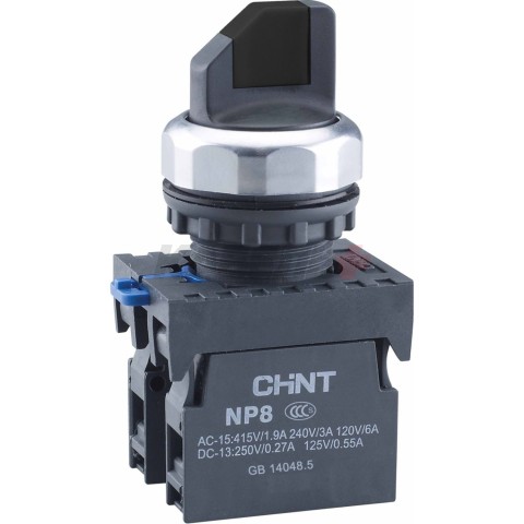Переключатель с фиксацией NP8-20X/312 без подсветки, черный 2НО IP65 (R)