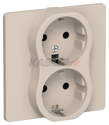 FLITE Розетка 2-местная с заземлением без защитных шторок 16А РС12-0-К-ФлЛ льняной IEK