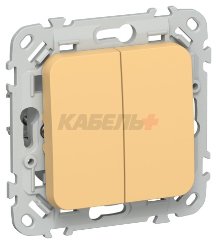 FLITE Выключатель 2-клавишный 10А ВС12-1-0-ФлЗ золотарник IEK