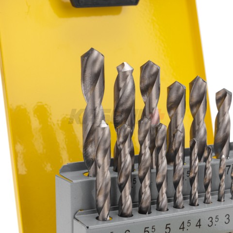 Набор сверл по металлу, 1-10мм (через 0,5мм), HSS, цилиндрический хвостовик, металлический кейс, 19