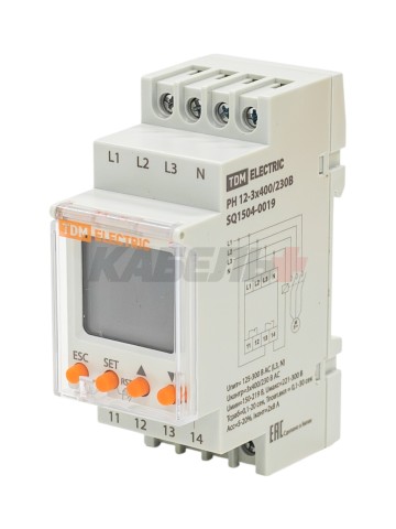 Реле напряжения 3ф серии РН 12-3х400/230В (LCD-дисплей, 1нр+1нз-контакты) TDM