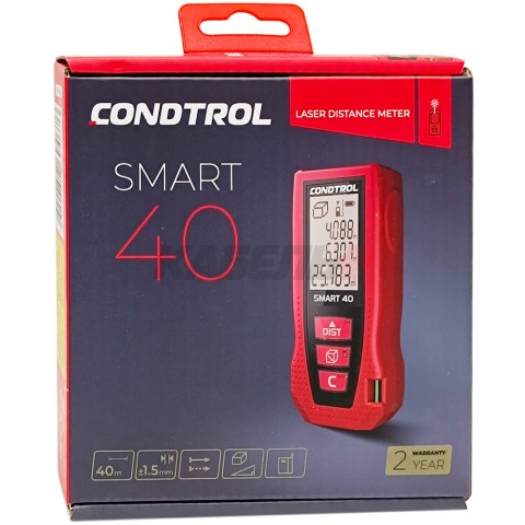 Дальномер лазерный SMART 40 (Красный / 40 м / +- 1,5 мм / 2хААА / Чехол), CONDTROL