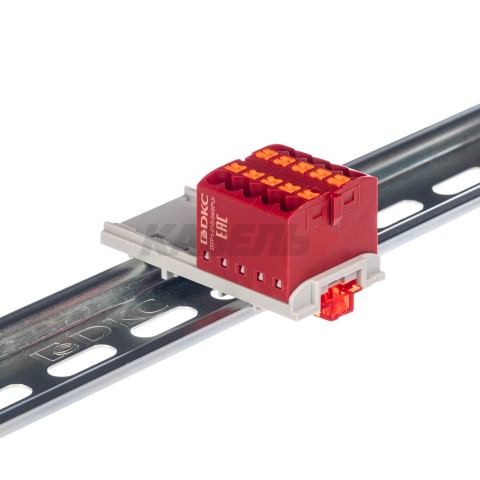 Блок распределительный, зажим push-in, 10 точек подключения 2,5 кв.мм, красный DKC