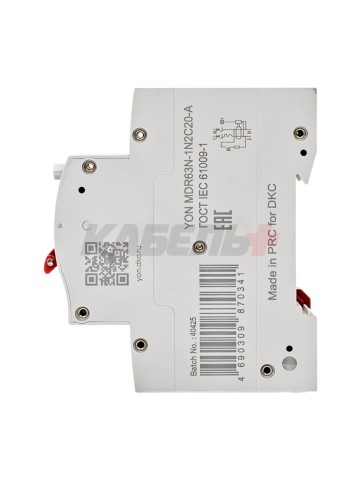 Дифавтомат YON max типа MDR, 1P+N, 30mA, 20A, хар-ка C, 6kA, тип А DKC
