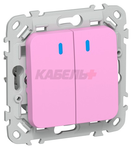 FLITE Выключатель 2-клавишный с индикацией 10А ВС12-1-1-ФлПр пурпурный IEK