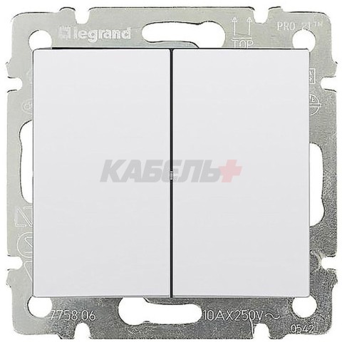 Valena - Кнопка переключатель двухклавишный, белая