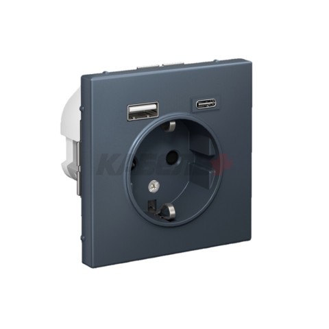 ARTGALLERY РОЗЕТКА 16А с 2 USB A+C, 5В/2,4А/3,0А, 2х5В/1,5А, механизм, ГРИФЕЛЬ