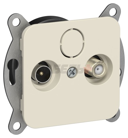 FLITE Розетка 2-местная TV+SAT экранированная проходная РТВс-2-1-2-ФлСл сливочный IEK