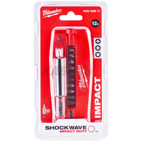 Набор бит Milwaukee SHOCKWAVE "Крокодил №2" (12 шт) (дисплей 10 шт) 4932430910